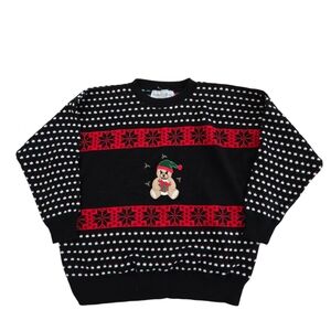 Vintage 1990s Kate Collins Christmas teddy bear holiday sweater
